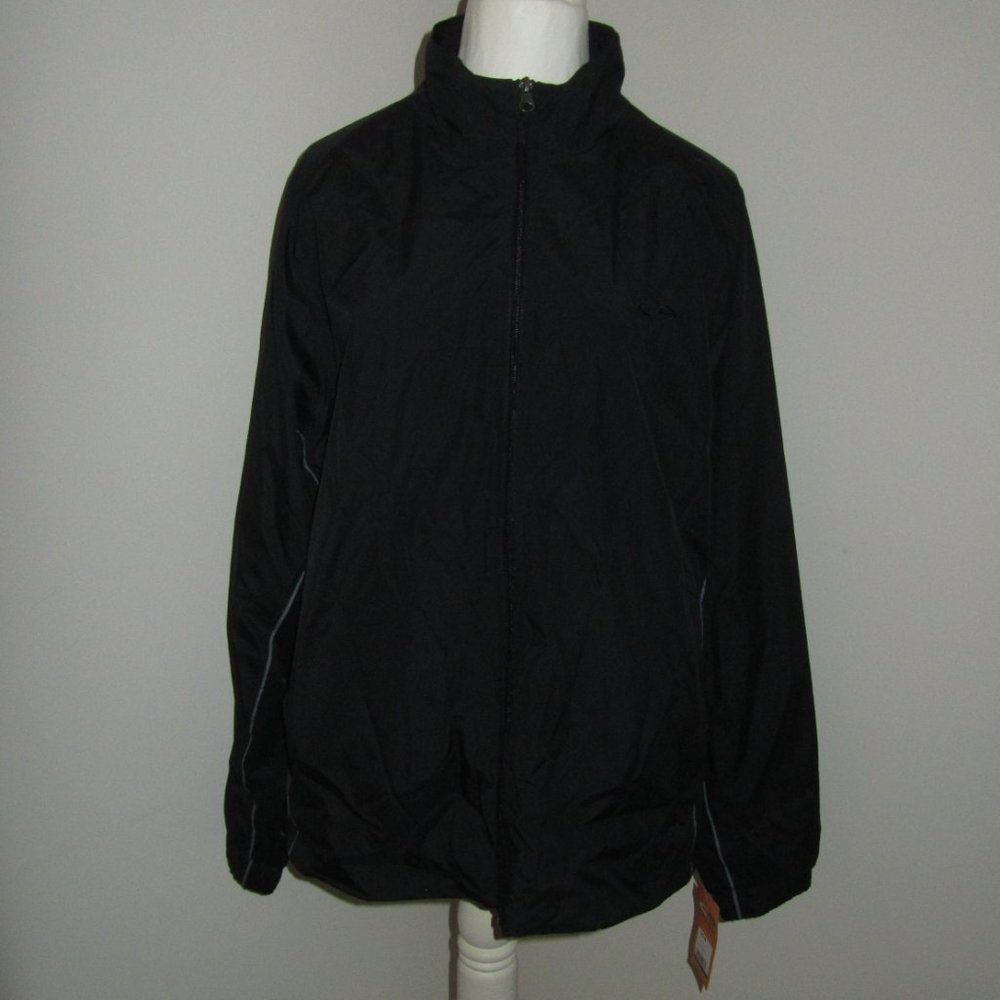 Women's Champion Windbreaker Jacket Black & Gray Size L NWT